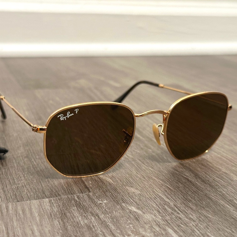 Ray-Ban Hexagonal - Gold Frame - Brown Polarized Lenses